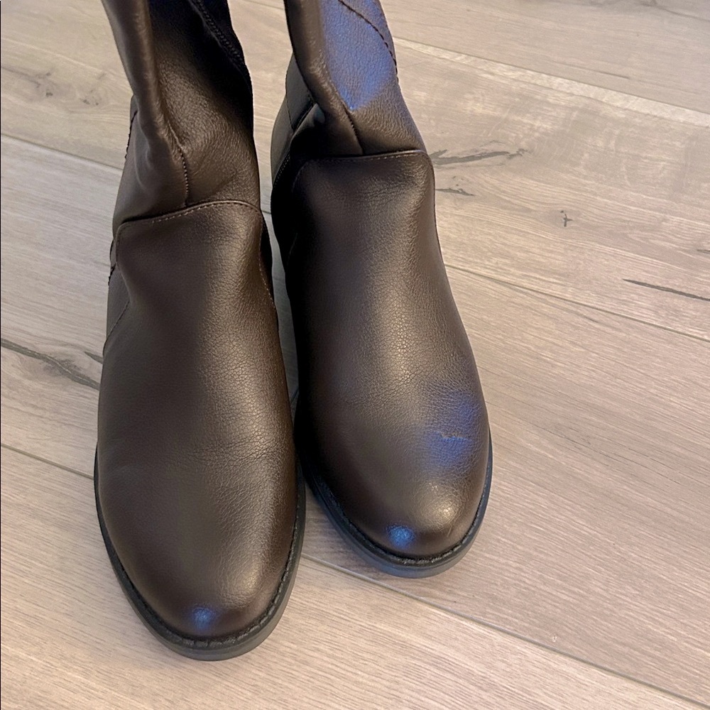 Women's Franco Sarto Tall Two-Tone Brown Riding Boots - Picture 10 of 12